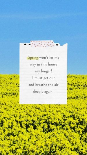 青と黄色のシンプルな春の引用ノート Instagram Story