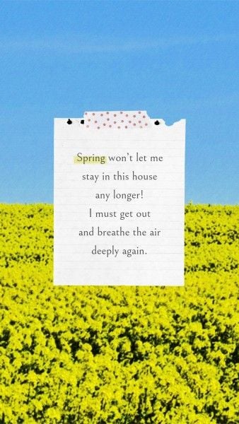 Blue And Yellow Simple Spring Quote Notes Instagram Story