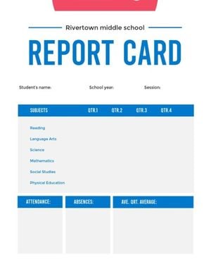 business, student, official, Simple Middle School Background Report Card Template