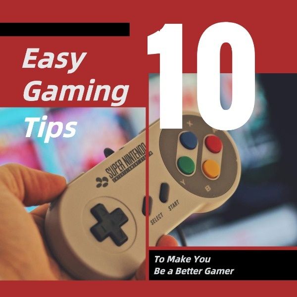 game, gamer, shape, Red Gaming Tips Instagram Post Template