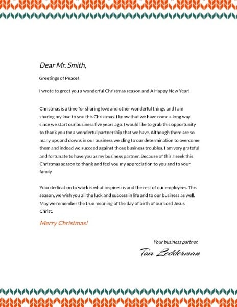 White Christmas Tree Holiday Greeting Letterhead