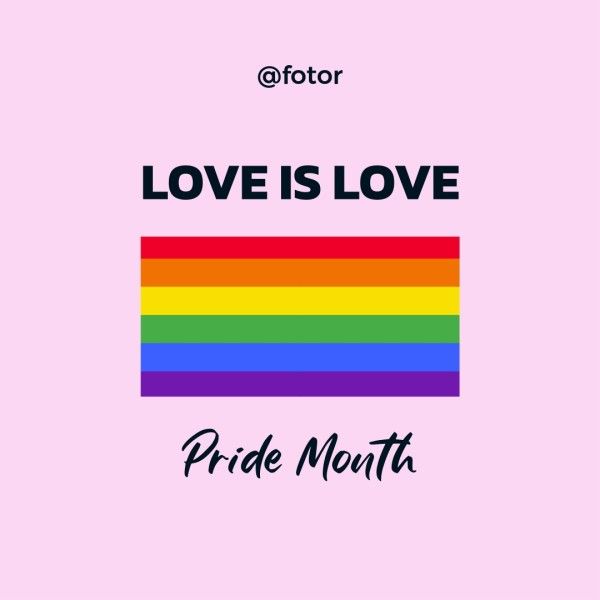 love, lgbt, rainbow, Pink Simple Pride Month Motto Instagram Post Template