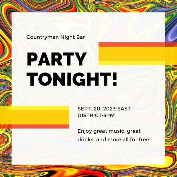 pub, event, fun, Bar Party Marble Ink Design Instagram Post Template