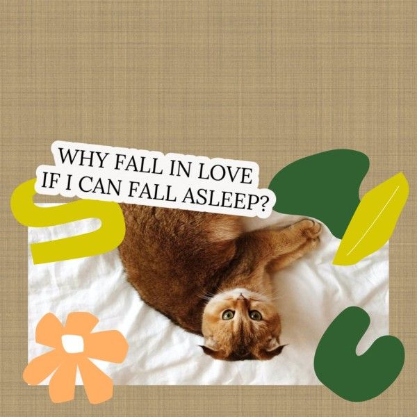 life, social media, simple, Brown Cat Love Quote Instagram Post Template