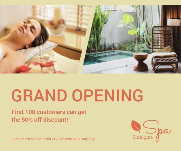Spa Center Grand Opening Facebook Post Template Facebook Post
