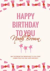 happy birthday, love, wish, Pink Cartoon Birthday Greeting Poster Template