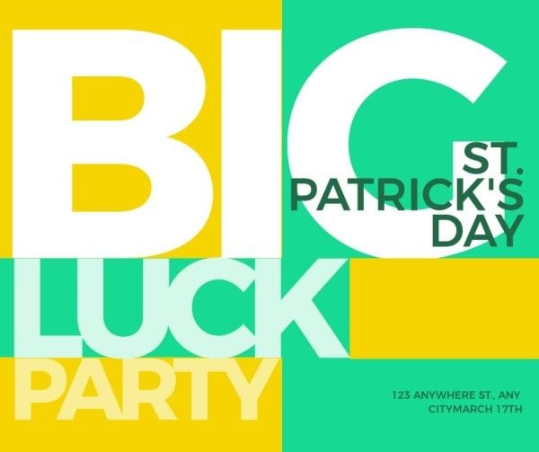 绿黄色圣帕特里克节派对活动 Facebook帖子