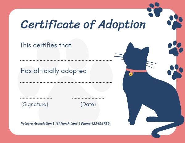 official, office, prize, Adoption Certificate Template