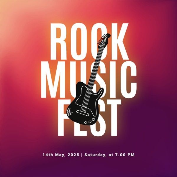  guitar, festival, concert, Red Modern Rock Music Fest Instagram Post Template