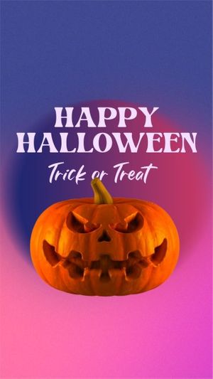 trick or treat, spooky, cartoon, Gradient Happy Halloween Instagram Story Template