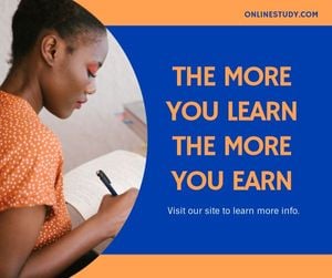 education, institute, story, Orange And Blue Online Study Facebook Post Template