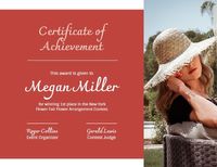 certificate of achivement, contest, winner, Red Photo Achivement  Certificate Template