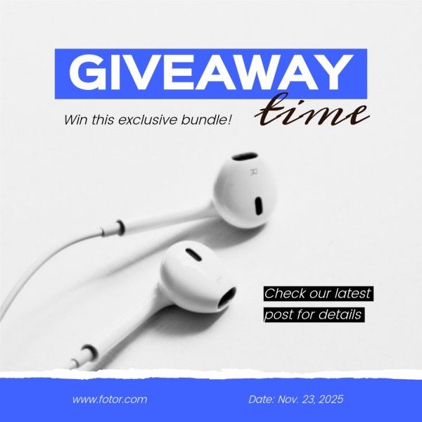 headset, social media, sale, White Exclusive Bundle Giveaway Time Instagram Post Template