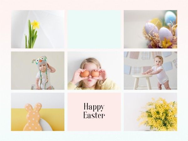 festival, greeting, celebration, Pastel  Gradient Happy Easter  Collage Photo Collage 4:3 Template