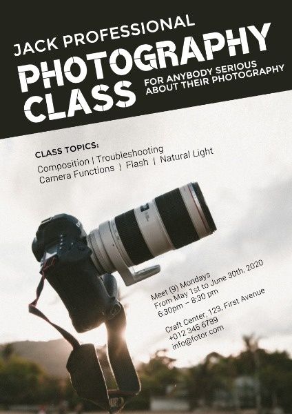 professional, take photos, photos, Photography Class Poster Template