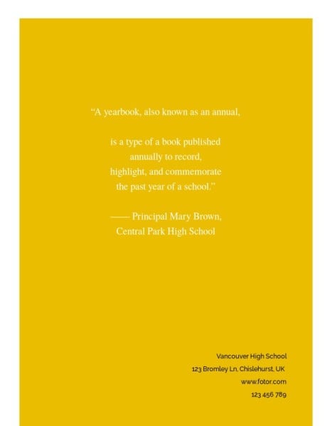 Simple Yellow School Yearbook Cover Yearbook