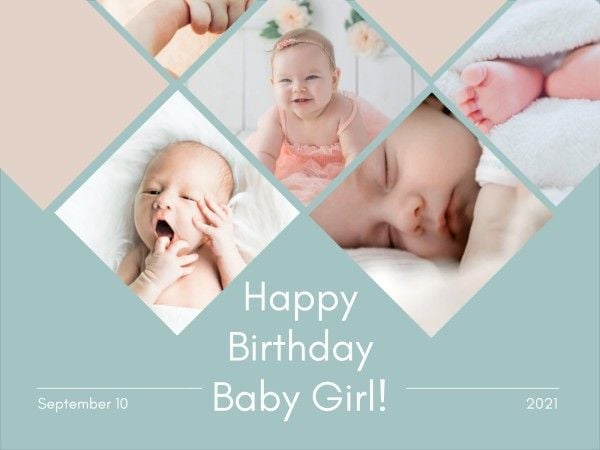 photograph, love, life, Baby Birthday Collage Photo Collage 4:3 Template