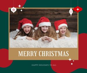 merry christmas, photo, greeting, Red Green Christmas Wish Love Family Collage Facebook Post Template