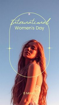 happy womens day, girl, women power, Blue Photo International Womens Day Instagram Story Template