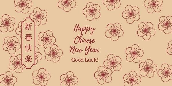 spring festival, traditional, eastern, Chinese New Year Flower Wishes Twitter Post Template