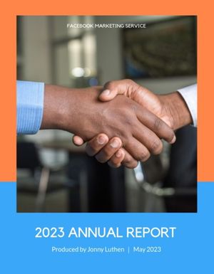business, company, firm, Blue And Orange Facebook Marketing Annual Report Template