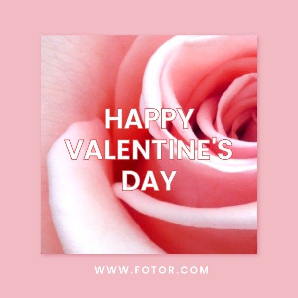 valentine day, love, illustration, Pink Flower Happy Valentines Day Instagram Post Template