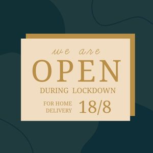 social media, lockdown, restaurant, Yellow Open Notification Home Delivery Instagram Post Template