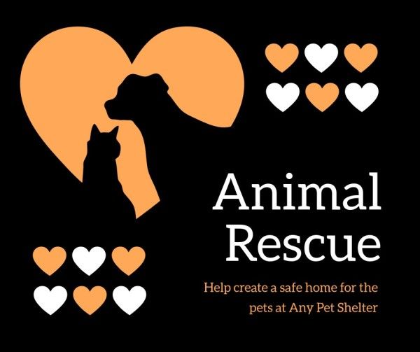 adopt, pet, public welfare, Black And Orange Animal Rescue Facebook Post Template
