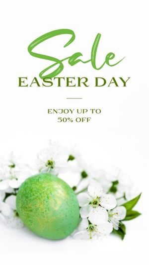 easter day, discount, promo, White And Green Minimalist Easter Sale Instagram Story Template