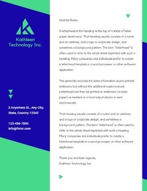 Green Business Technology Letter Letterhead