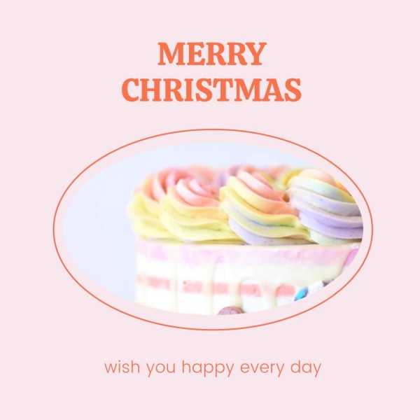 Pink Christmas Cake Dessert Branding Sale Post Instagram Post