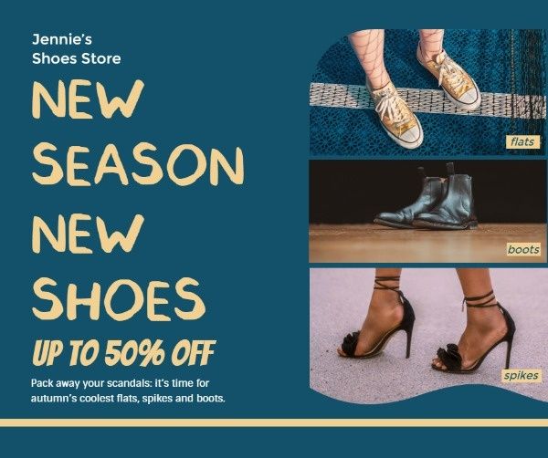 fashion, shoeware, store, Modern Shoes Sale Facebook Post Template