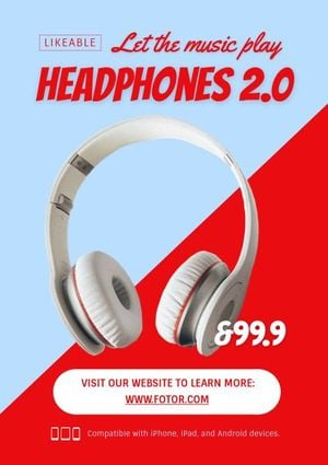 headset, digital, banner, Online Headphone Sale Poster Template