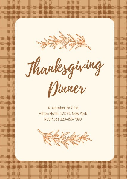 Yellow Thanksgiving Dinner Invitation