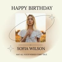 girl, friend, best wish, Yellow Happy Birthday Wish Instagram Post Template