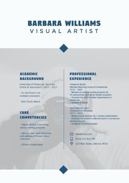 Customizable Visual Artist Grey - Visual Artist Grey Simple Resume 43586d67 Cbf1 43a5 91bb 049fdcfdd055