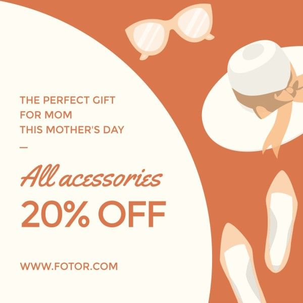 mother's day sale, sale, promotion, Orange Mother's Day Instagram Post Template