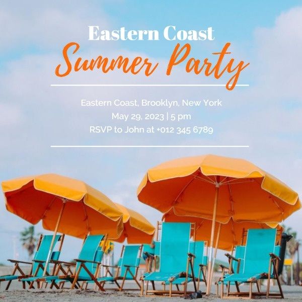 coast, beach, seashore, Summer Sea Party Instagram Post Template