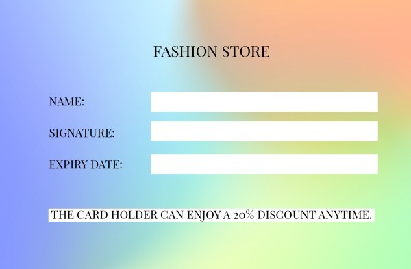 Colorful Fashion Store Membership ID Card ID Card
