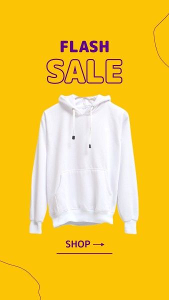 promotion, hoodie, sweatshirt, Yellow Simple Clothing Flash Sale Product Photo Instagram Story Template