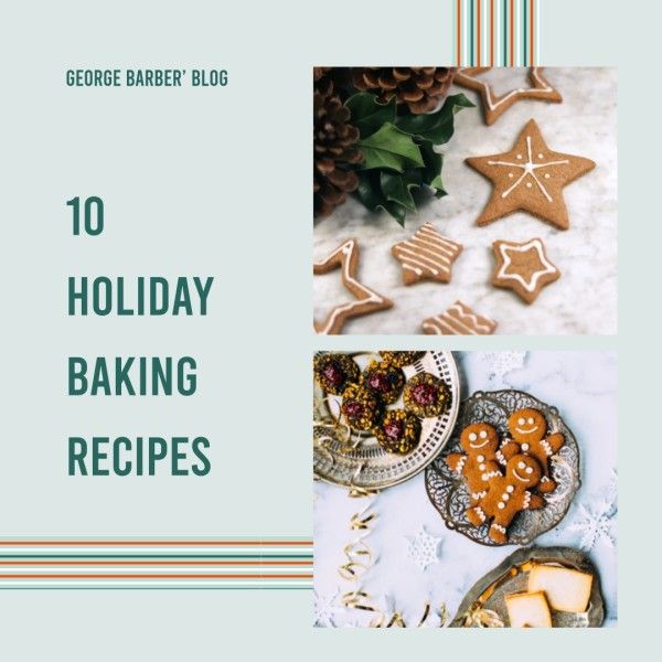 friend, happy, family, Blue Holiday Baking Recipe Christmas Instagram Post Template