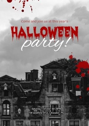 Black Halloween Party Invitation