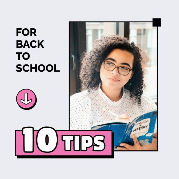 new semester, ideas, student, Gray And Pink Back To School Tips Instagram Post Template