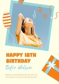 adulthood, girl, woman, Orange Happy 18th Birthday  Poster Template