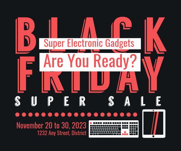 electronic, store, retail, Black Friday Gadget Super Sale Facebook Post Template