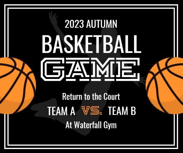 sport, sports, games, Black And Yellow Basketball Game Event Facebook Post Template