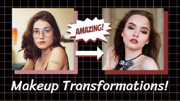 beauty, comparison, difference, Makeup Transformation Youtube Thumbnail Template