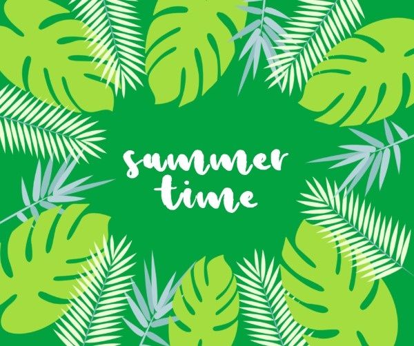 season, life, lifestyle, Green Background Of Summer Time Facebook Post Template