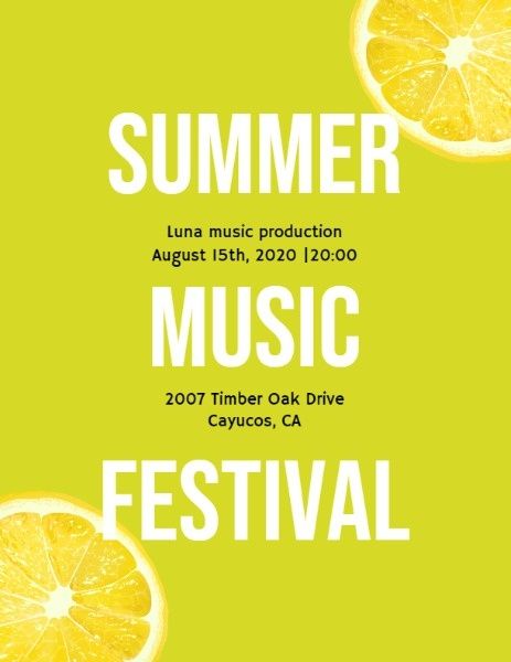 summer activity, schedule, performance, Fresh Summer Music Festival Program Template