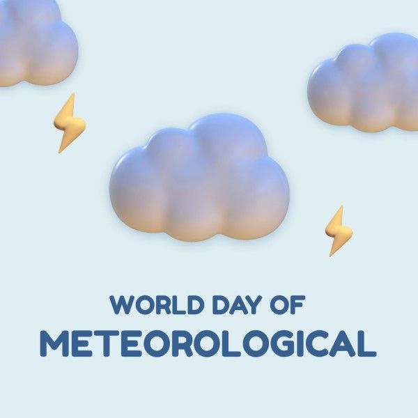 world meteorological day, meteorology, climatology, Blue 3d Illustrated Cartoon World Day Of Meteorological Instagram Post Template